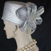Metallic Silver Satin Pillbox Hat For Women