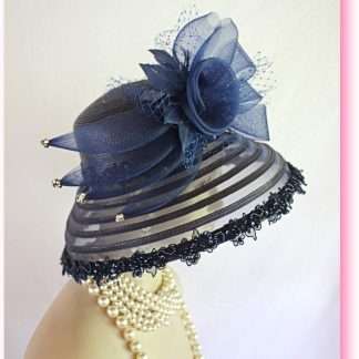 Navy Blue Couture Designer Hat