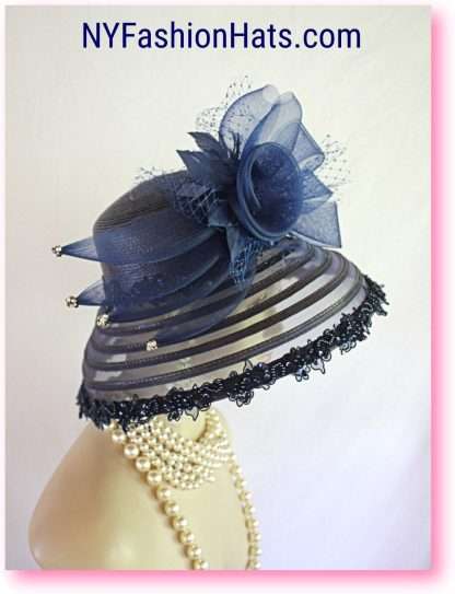 Navy Blue Couture Designer Hat