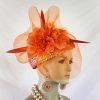 Orange Pink Statement Pillbox Wedding Bridal Hat