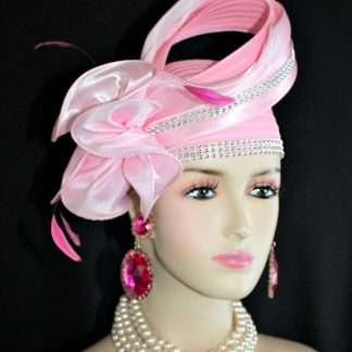 Pink Satin Pillbox Wedding Hat