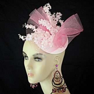 Pink White Wedding Fascinator Cocktail Hat