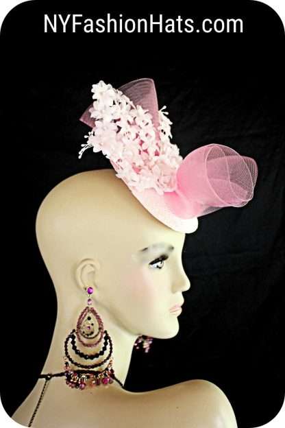 Pink White Wedding Fascinator Cocktail Hat