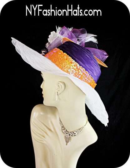 Purple Orange White Avant Garde Fashion Hat Women