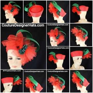 Red Green Christmas Pillbox Wedding Hat