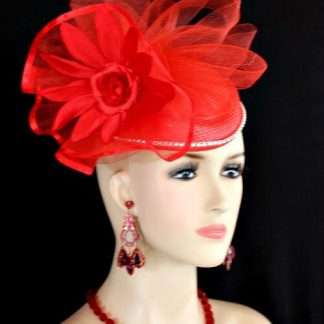 Red Pillbox Wedding Hat Fascinator Headpiece