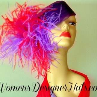 Red Purple Pillbox Wedding Cocktail Hat Headpiece