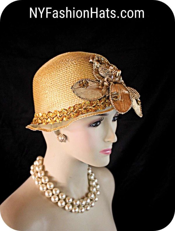 Roaring Twenties Great Gatsby Styled Women's Gold Hat