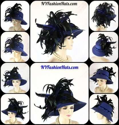 Royal Blue Haute Couture Designer Hat Women