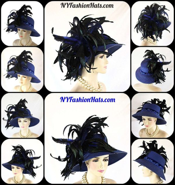 Royal Blue Haute Couture Designer Hat Women
