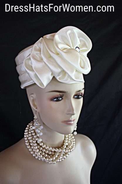 Satin Pillbox Wedding Bridal Hat Headpiece