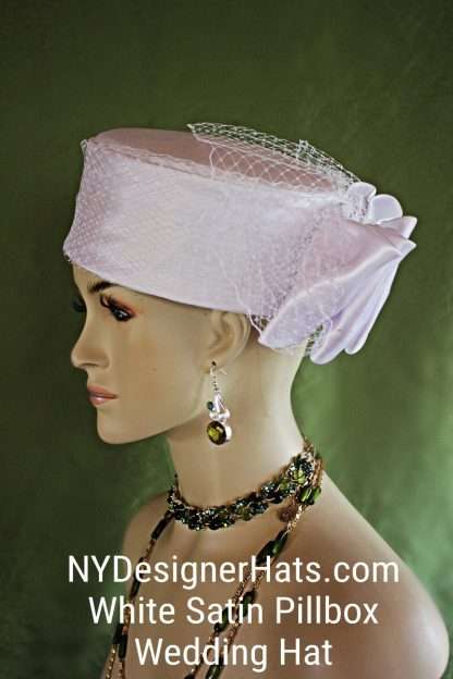 Satin Pillbox Wedding Bridal Hat