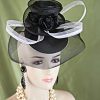 Black Metallic Silver White Disk Saucer Fascinator