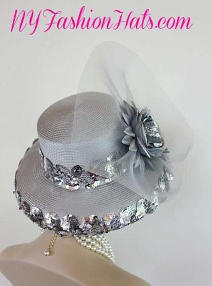 Women's Couture Designer Gray Temple Church Hat