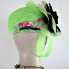 Lime Green Black Hot Pink 1920's Flapper Hat