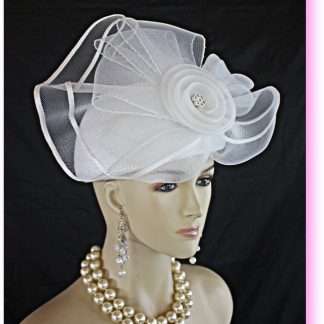 White Big Bow Formal Wedding Bridal Pillbox Hat