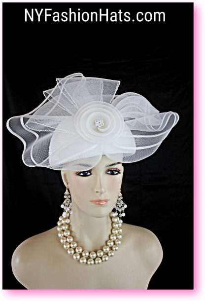 White Big Bow Formal Wedding Bridal Pillbox Hat