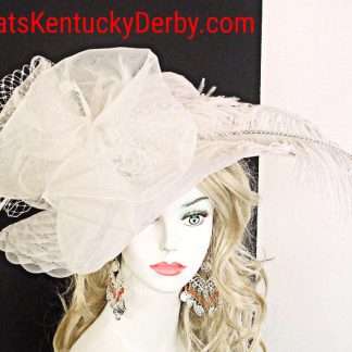 White Formal Wide Brim Pearl Daisy Flower Boho Hat