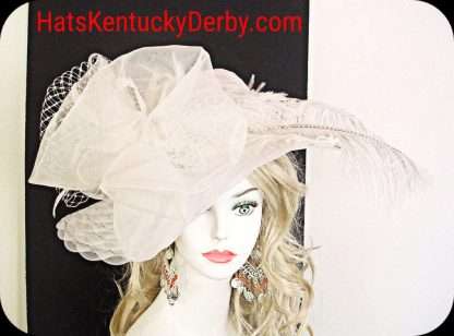 White Formal Wide Brim Pearl Daisy Flower Boho Hat