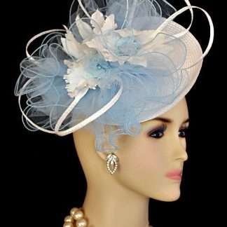 White Pink Black Blue Ivory Disk Saucer Fascinator