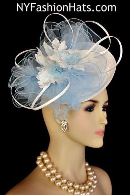 White Pink Black Blue Ivory Disk Saucer Fascinator