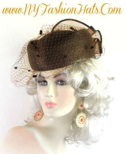 Mother Of The Bride Champagne Beige Pillbox Hat For Weddings Formals Church