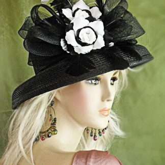 Women's Black And White Formal Couture Designer Hat