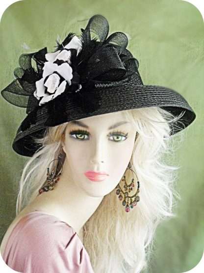 Women's Black And White Formal Couture Designer Hat