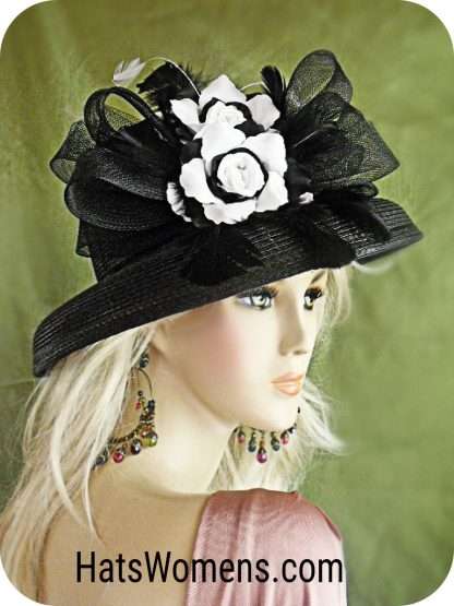 Women's Black And White Formal Couture Designer Hat