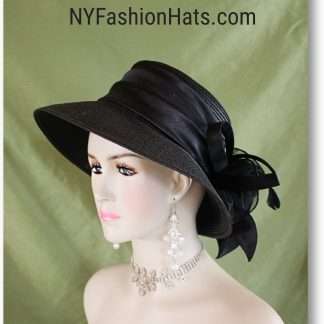 Women's Black Couture Designer Hat With A Large Satin Bow