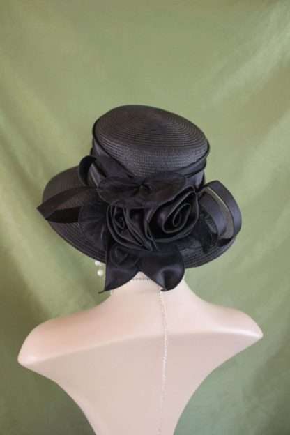 Women's Black Couture Designer Hat With A Large Satin Bow