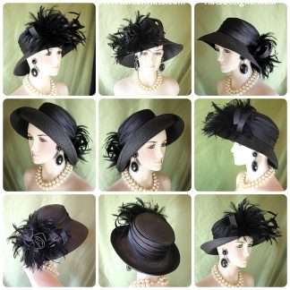 Women's Black Formal Big Brim Dress Hat