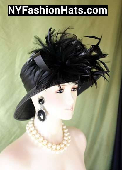 Women's Black Formal Big Brim Dress Hat