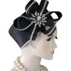 Women's Black Satin Bridal Wedding Pillbox Hat