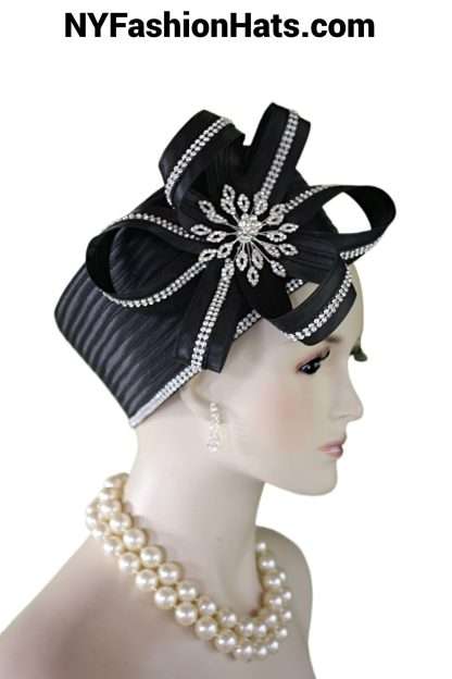 Women's Black Satin Bridal Wedding Pillbox Hat