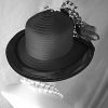 Women's Black White Formal Satin Dress Hat