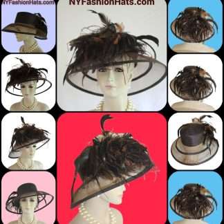 Women's Brown Formal Big Brim Dress Hat