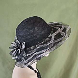 Women's Couture Designer Black And White Wide Brim Hat