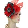 Red Charcoal Metallic Grey Statement Wedding Fascinator