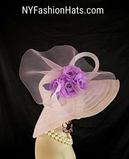 Dusty Purple Big Brim Wedding Bridal Hat