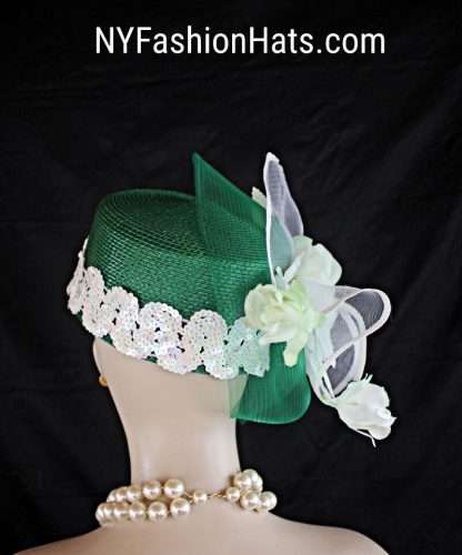 Kelly Emerald Green Pillbox Wedding Bridal Hat