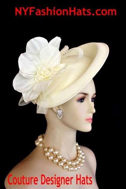 Women's Couture Designer Ivory Saucer Fascinator Cocktail Hat Flowers