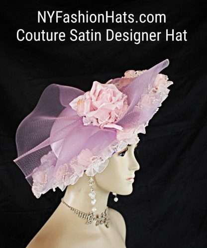 Women's Couture Designer Lilac Lavender Purple Pink Hat