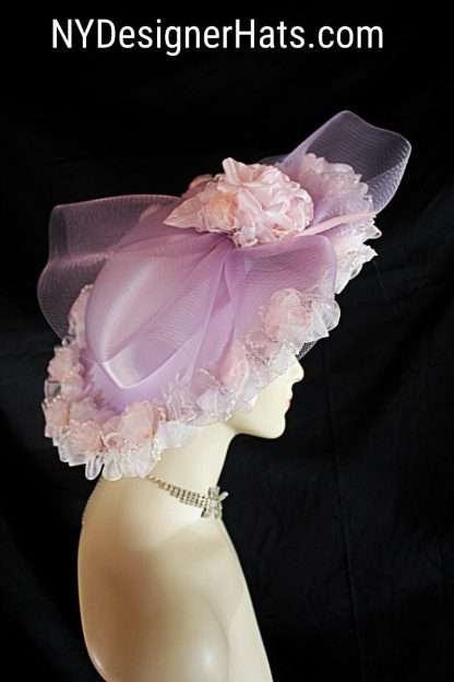 Women's Couture Designer Lilac Lavender Purple Pink Hat