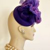 Women's Couture Designer Purple Winter Spring Cocktail Hat Fascinator