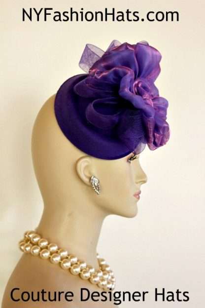 Women's Couture Designer Purple Winter Spring Cocktail Hat Fascinator