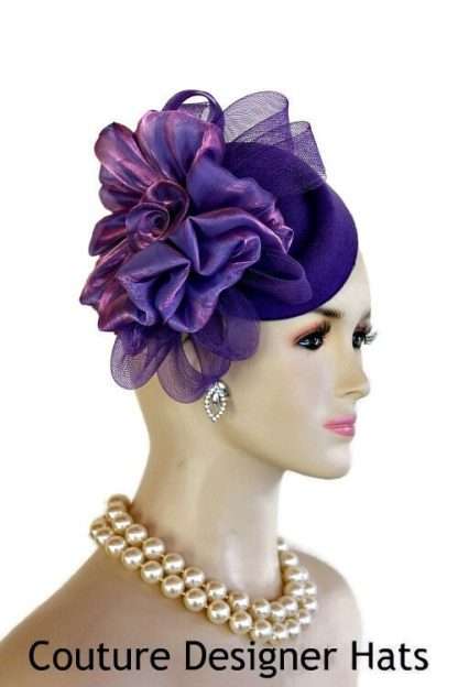 Women's Couture Designer Purple Winter Spring Cocktail Hat Fascinator