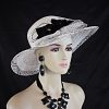 Women's Couture Designer White Black Hat With Roses