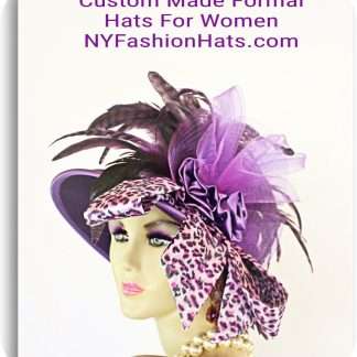 Women's Couture Purple Wool Satin Winter Designer Hat