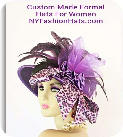 Women's Couture Purple Wool Satin Winter Designer Hat